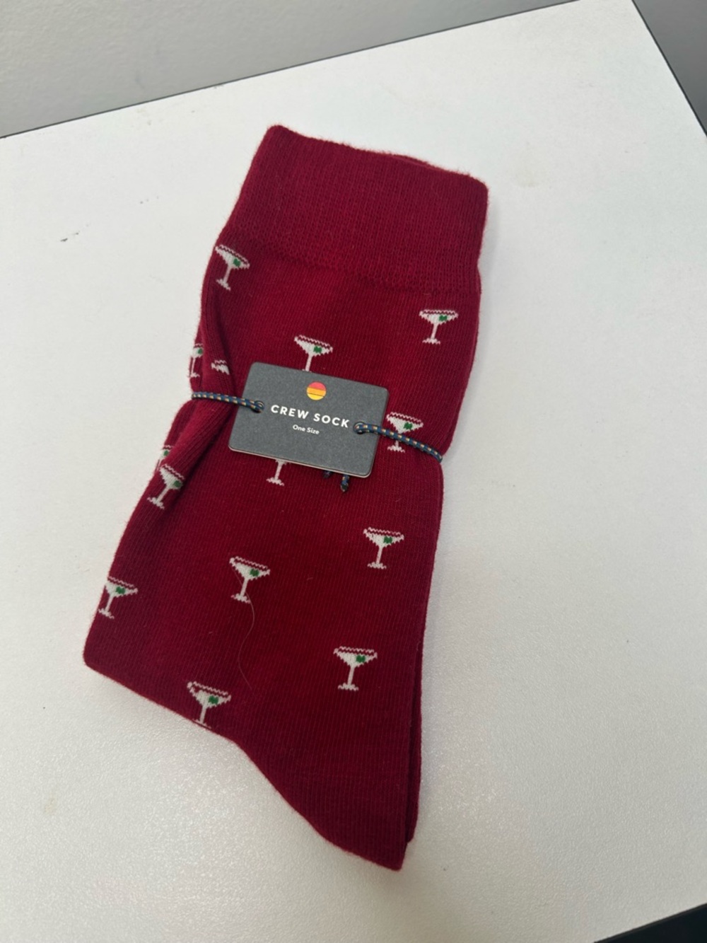 Crew Sock - Men's Burgundy Cocktail Pattern Socks